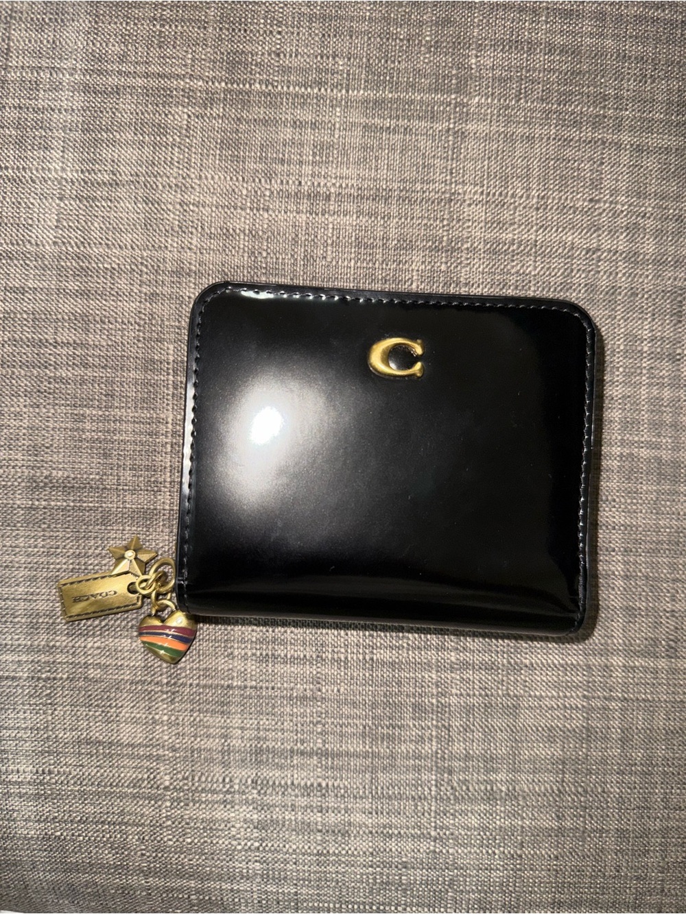 Coach Black Wallet Women’s with Gold 'C' and Charm